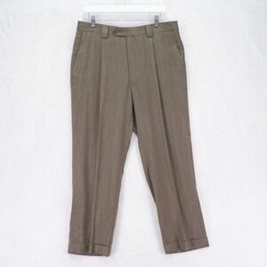Pronto Uomo Thick Textured Wool Dress Pants Brown Cream Spec High Rise 34‎ / 28